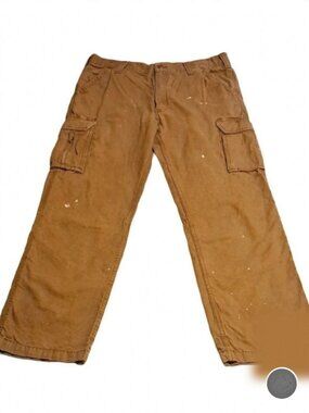 Carhartt Men’s Relaxed Fit Brown Cotton Canvas Work Pants 36x34